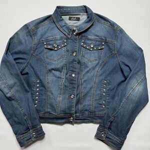 Earl Denim Jacket Rhinestone Embellished Jean Jacket XL‎